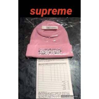 シュプリーム(Supreme)のsupreme Box Logo Beanie ピンク 納品書原本付き(ニット帽/ビーニー)