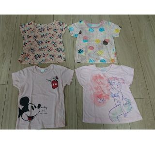 ディズニー(Disney)の100サイズ Tシャツ4枚セット(アリエル・ミッキー・花柄・アイスクリーム)(Tシャツ/カットソー)