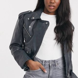 エイソス(asos)のASOS 本革ライダースジャケット レザージャケット(ライダースジャケット)