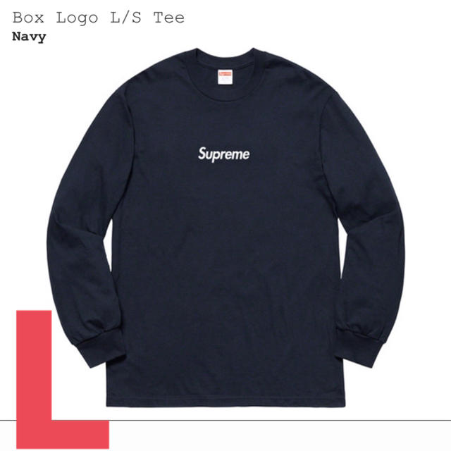 Supreme Box Logo L/S Tee L NavyTシャツ/カットソー(七分/長袖)