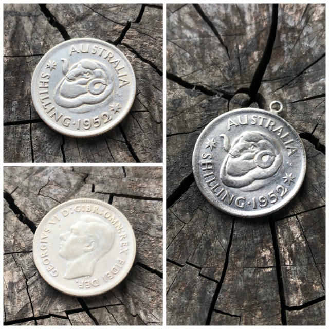 銀貨 オーストラリアカットコインペンダント 羊 外国コイン加工 2