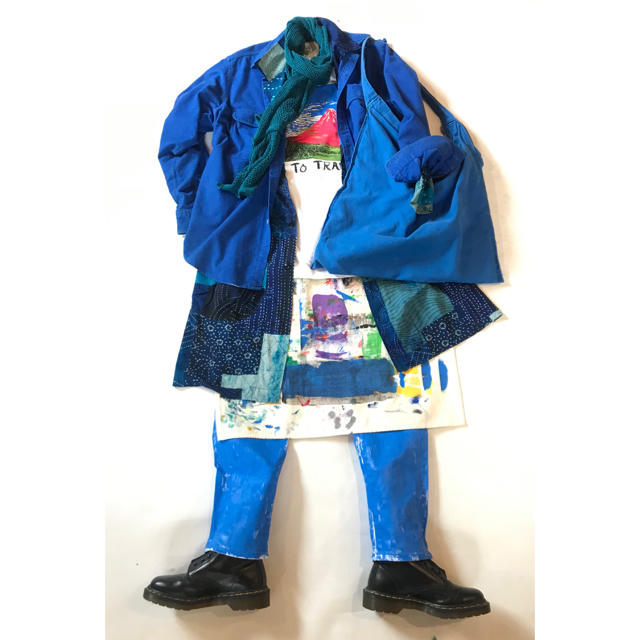 Maison Martin Margiela(マルタンマルジェラ)のGETEMONTS Paint Blue Apron Pants メンズのパンツ(デニム/ジーンズ)の商品写真