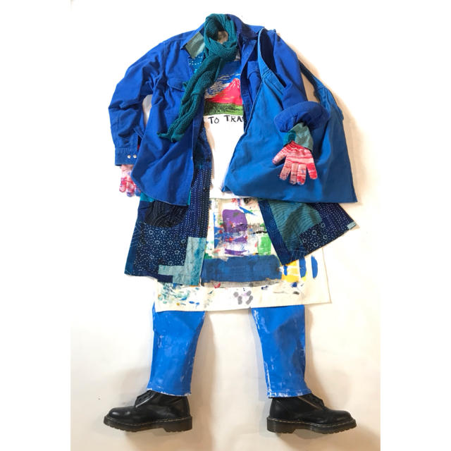 Maison Martin Margiela(マルタンマルジェラ)のGETEMONTS Paint Blue Apron Pants メンズのパンツ(デニム/ジーンズ)の商品写真