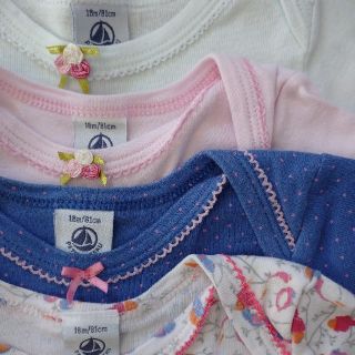 プチバトー(PETIT BATEAU)のプチバトー　ボディロンパース　セット　18m (ロンパース)