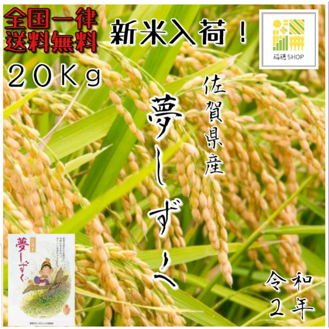 【即日発送】新米　佐賀県産　夢しずく　白米20kg 美味しいお　米