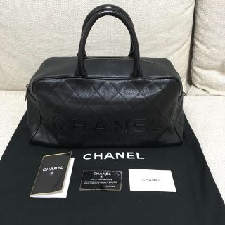 シャネル(CHANEL)のシャネル ボストンバッグ ブラック キャビアスキン スポーツバッグ ハンドバッグ(ボストンバッグ)