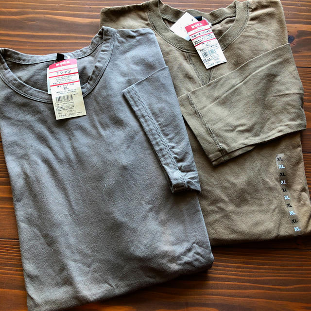 MUJI (無印良品)(ムジルシリョウヒン)の無印良品　ハードウォッシュＴシャツ、ロンT 2枚セット メンズのトップス(Tシャツ/カットソー(七分/長袖))の商品写真