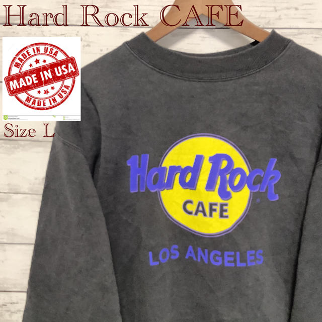 Hard Rock CAFE USA製　LA店　くすみブラック　ビッグロゴ　L