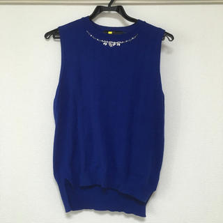 アズールバイマウジー(AZUL by moussy)のビジュー付 ブルー トップス(Tシャツ(半袖/袖なし))