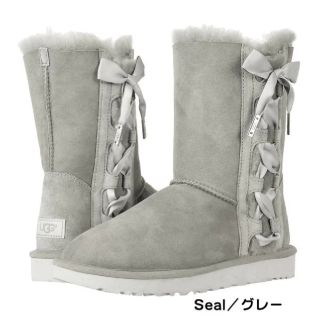 アグ(UGG)のugg ブーツ　ライトグレー　サイドリボン(ブーツ)