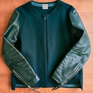 13A/W SUNSEA サンシー メルトン ウール 袖レザー ジャケット 瑛太