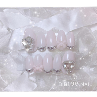♡ No.22  量産型　ネイルチップ　韓国ネイル　リボン　♡ コスメ/美容のネイル(つけ爪/ネイルチップ)の商品写真