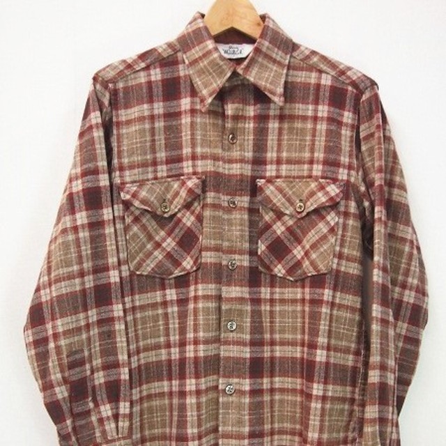 WOOLRICH(ウールリッチ)の実寸 M 70s ヴィンテージ Woolrich ウール シャツ 古着 b320 メンズのトップス(シャツ)の商品写真