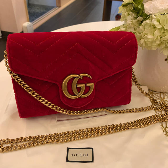 2021新商品 Gucci ベロア マーモント レッド ウォレット グッチ GUCCI