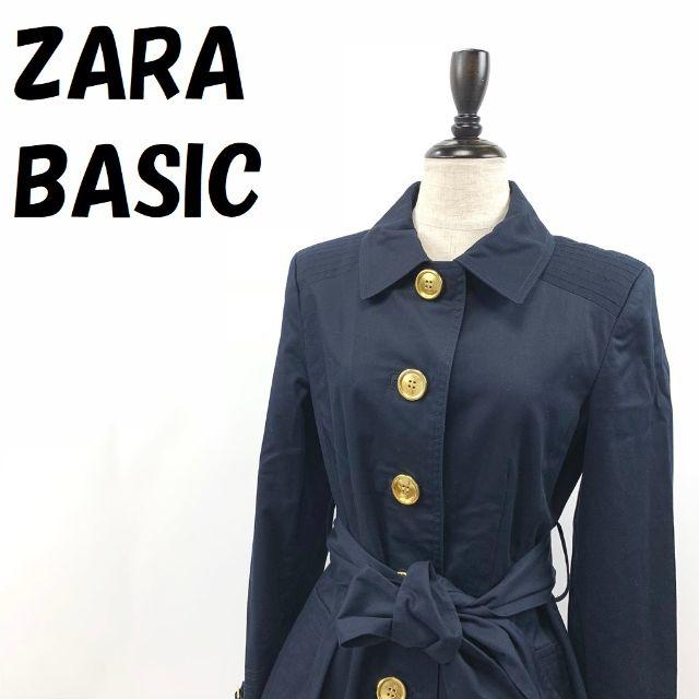 ZARA(ザラ)の【人気】ザラベーシック トレンチコート ゴールドボタン ネイビー M レディース レディースのジャケット/アウター(トレンチコート)の商品写真