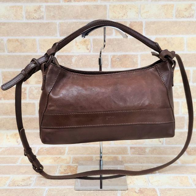 ゲンテン genten ☆ 2WAY レザー ショルダーバッグ 自立OK - www