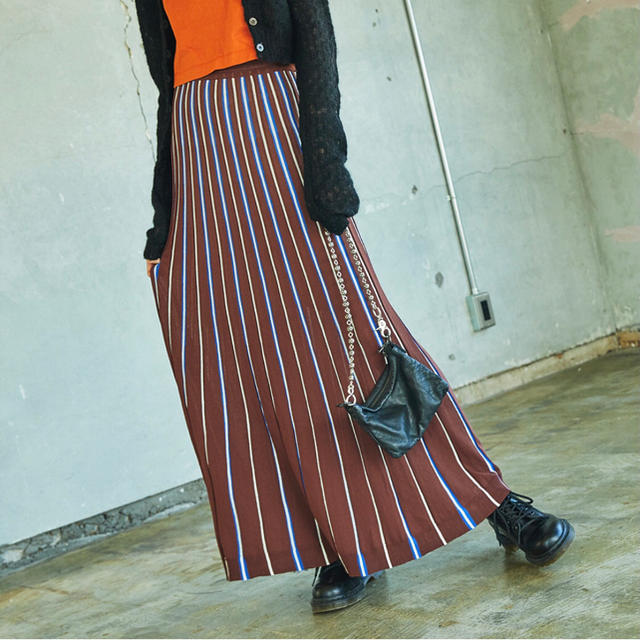 juemi Mulch Stripe Maxi Knit Skirt