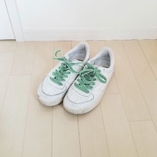 ヴァンズ(VANS)のゆー様専用◆VANS◆スニーカー白×緑白チェック柄靴ヒモ23.5㎝　ｳﾞｧﾝｽﾞ(スニーカー)