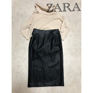 ザラ(ZARA)のZARA     エコレザー　スカート(ひざ丈スカート)