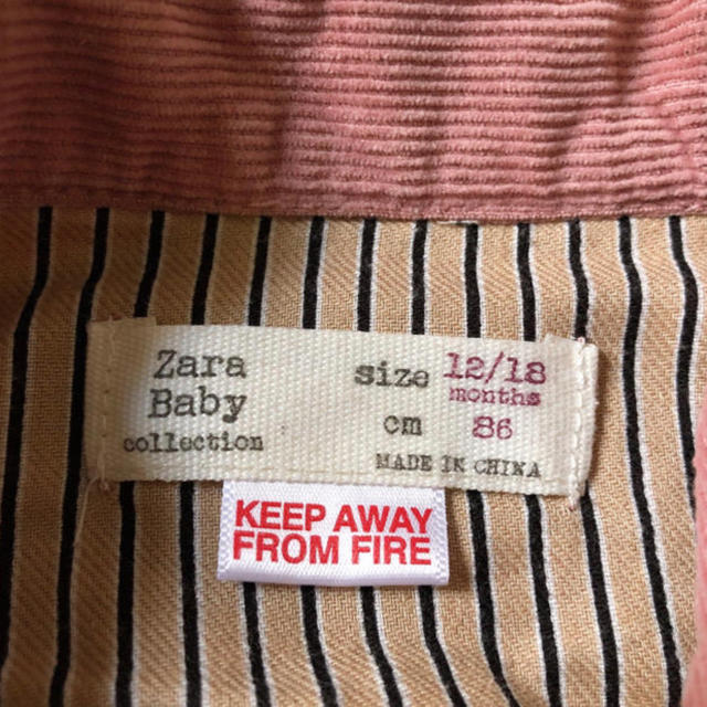 ZARA KIDS(ザラキッズ)のZARA コーデュロイ ワンピース くすみピンク キッズ/ベビー/マタニティのベビー服(~85cm)(ワンピース)の商品写真