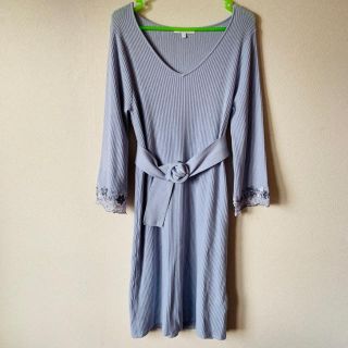 プロポーションボディドレッシング(PROPORTION BODY DRESSING)の【美品】プロポーションボディドレッシング　ニットワンピース　ベルト付き(ひざ丈ワンピース)