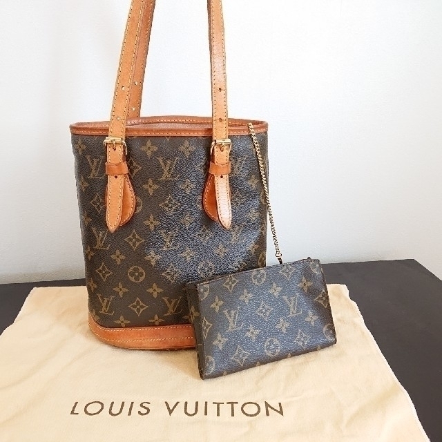 ルイ・ヴィトン LOUIS VUITTON プチ・バケット モノグラム バッグ24cm横