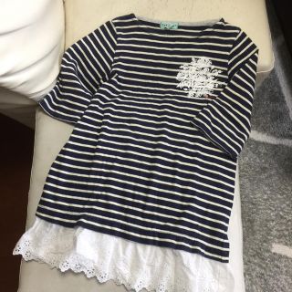 ハッカキッズ(hakka kids)のhakka kids  ガールズ  ボーダー チュニック 130(Tシャツ/カットソー)