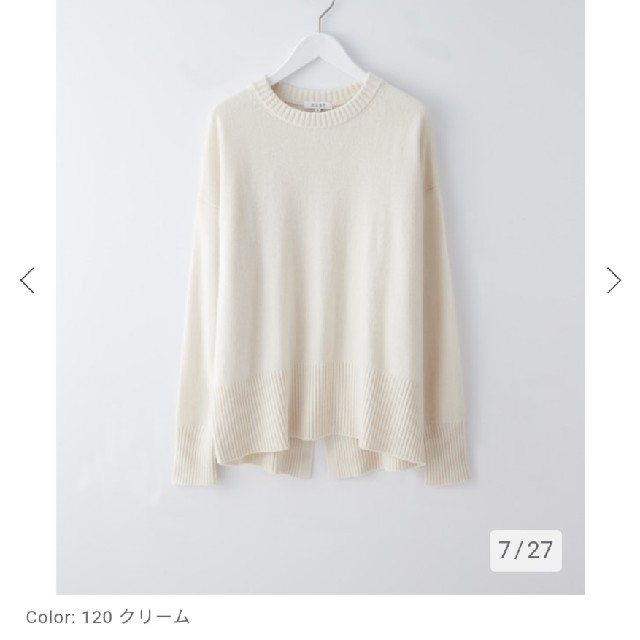 新品♥️PLST♥️ウールカシミヤブレンドクルーネックバックスリットニット。M。