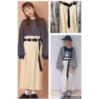 ダブルクローゼット(w closet)のwcloset★ベルト付きコーデュロイスカート★i1点のみ(ロングスカート)