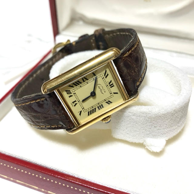 Cartier(カルティエ)のCartier (カルティエ) マストタンク ヴェルメイユ クオーツ レザー レディースのファッション小物(腕時計)の商品写真