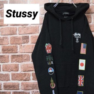 《ステューシー》希少国旗モデル ワールドツアーパーカー ブラック M