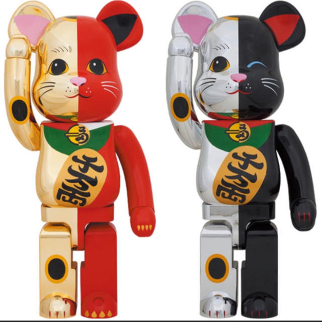 Be@rbrick 招き猫 銀 x 黒 1000%