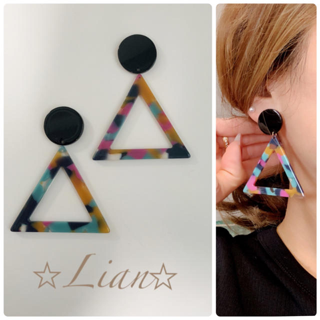 ピアス イヤリング✩︎⡱ビジュー✖︎タッセル 黒 ブラック ピアス 370 ゴールド 透かしフラワー 小ぶり 結びリング リボンピアス イヤリング