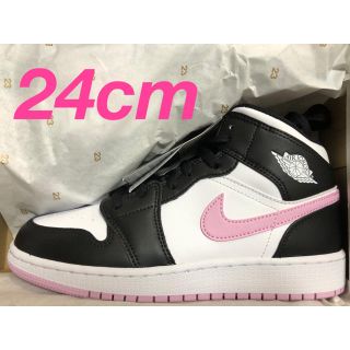 ナイキ(NIKE)のair jordan 1 mid gs 24cm pink(スニーカー)