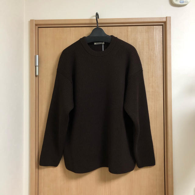 COMOLI(コモリ)の新品 AURALEE オーラリー リブ rib ニット スウェット brown メンズのトップス(ニット/セーター)の商品写真