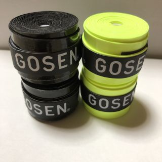 ゴーセン(GOSEN)のGOSENグリップテープ 黒とフラッシュイエロー各2個 計4個 (テニス)