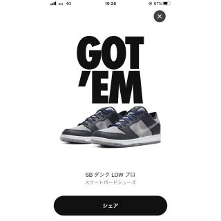 ナイキ(NIKE)のNIKE SB DUNK LOW PRO "DARK GREY"(スニーカー)