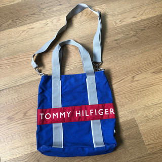 トミーヒルフィガー(TOMMY HILFIGER)のTOMMY HILFIGER 手提げバック　ブルー　目立った汚れなし(ショルダーバッグ)