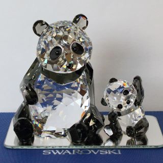 SWAROVSKI スワロフスキー ☆未使用☆ パンダの親子 クリスタル 置物-