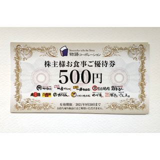 【7500円相当】物語コーポレーション 株主優待券(レストラン/食事券)