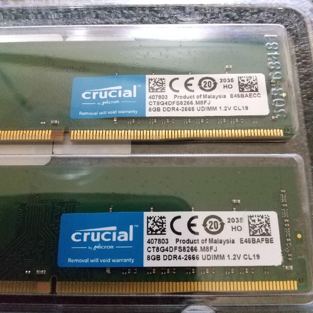 Crucial PC4-21300 (DDR4-2666）8GB×2枚 - PCパーツ