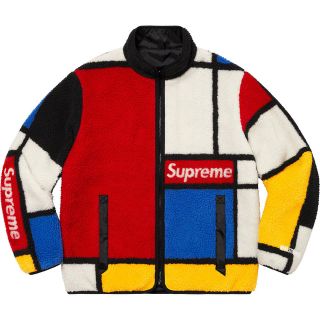 シュプリーム(Supreme)のReversible Colorblocked Fleece Jacke　白XL(ブルゾン)