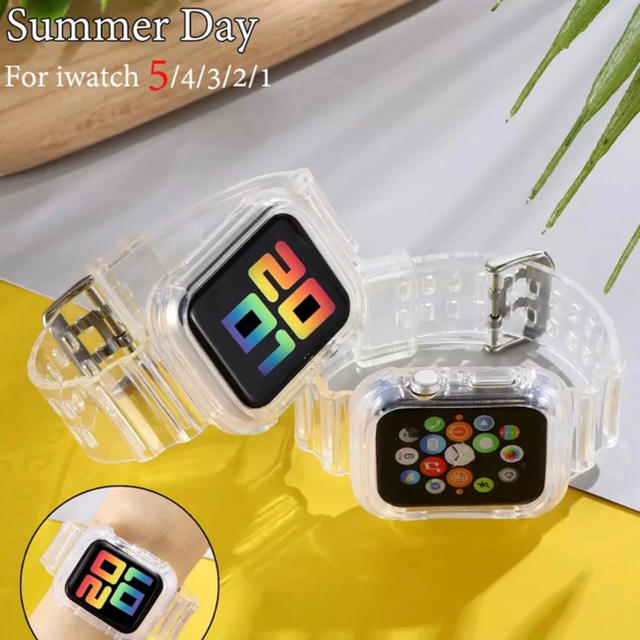 Apple Watch  Series1.2.3.4.5対応　クリアバンド メンズの時計(ラバーベルト)の商品写真