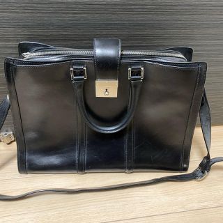 万双◇定価93500円◇ダブル天ファスナーバッグ◇ブライドルレザー◇黒