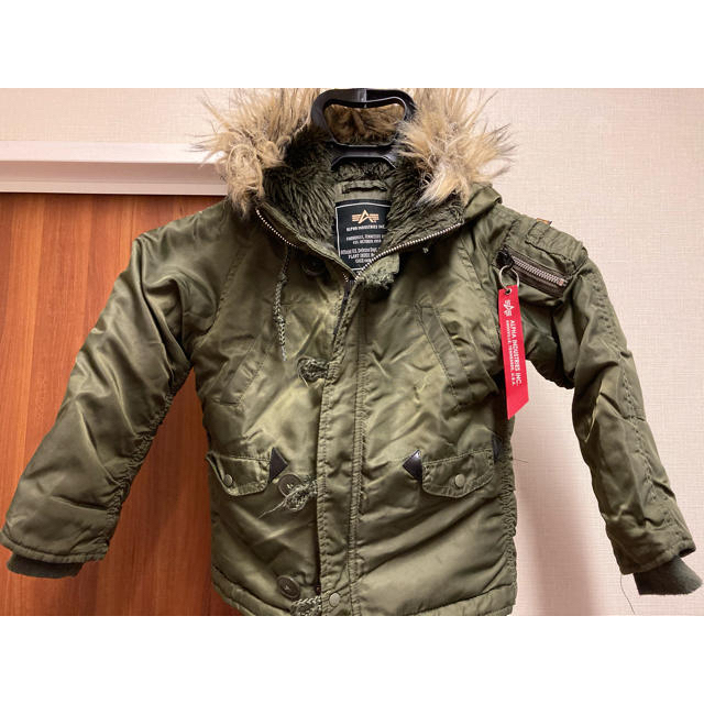 ALPHA INDUSTRIES(アルファインダストリーズ)のアルファ・インダストリーズ モッズコート キッズ 100 アウター グリーン キッズ/ベビー/マタニティのキッズ服男の子用(90cm~)(ジャケット/上着)の商品写真