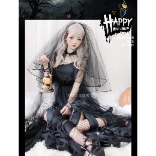 ハロウィン ロングワンピース 二点セット コスプレ 魔女 セクシー 大人 長袖(ロングワンピース/マキシワンピース)