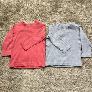 ユニクロ(UNIQLO)のリブニットカットソーのセット☆モックネック☆ユニクロ☆80センチ(シャツ/カットソー)