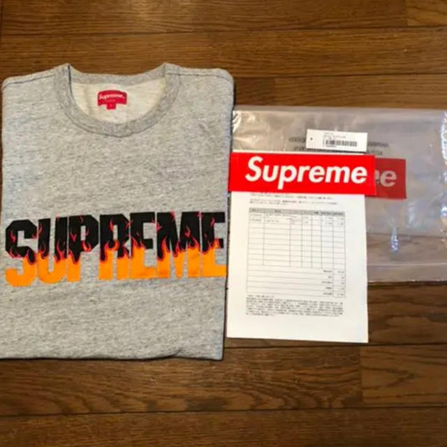 supreme flame top tee グレー