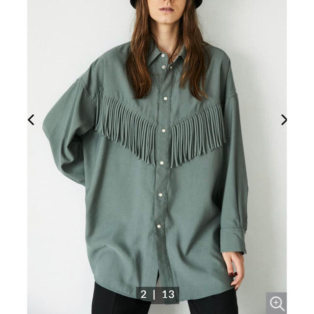 moussy(マウジー)のMOUSSY フリンジオーバーシャツ レディースのトップス(シャツ/ブラウス(長袖/七分))の商品写真