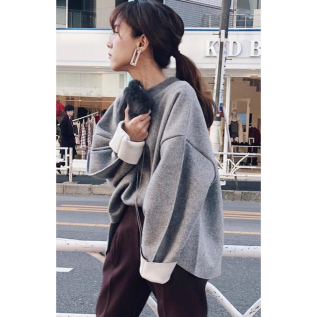 Ameri VINTAGE(アメリヴィンテージ)のSEAM SLEEVE WOOL TOP グレー レディースのトップス(カットソー(長袖/七分))の商品写真